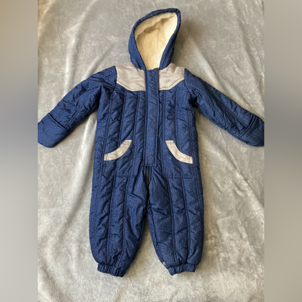 First Impressions Navy Blue Quilted Footie